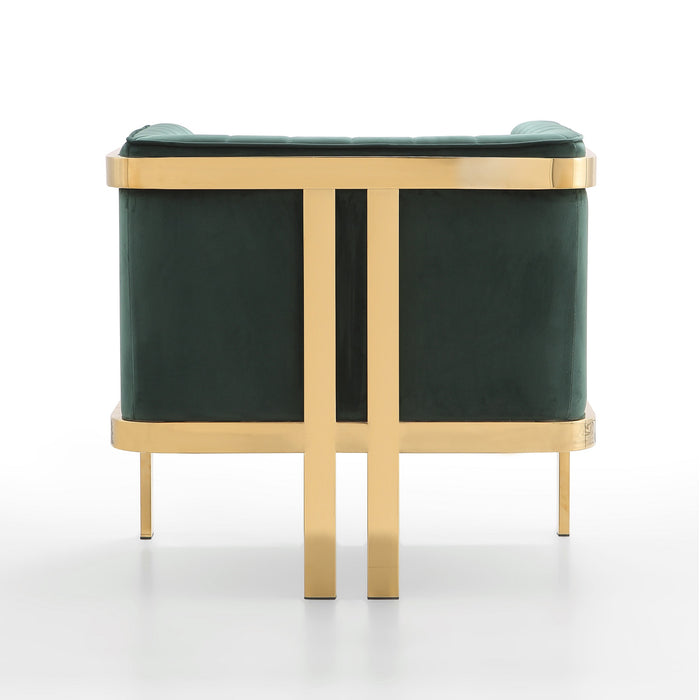 Fauteuil d’appoint Paramount de Manhattan Comfort en laiton poli et en velours - vert forêt