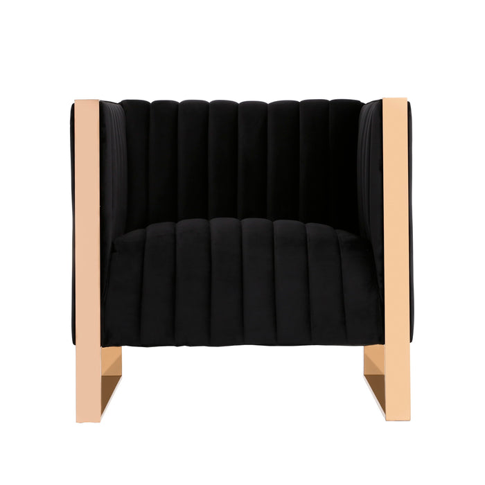 Fauteuil d’appoint Trillium de Manhattan Comfort en velours - noir sarcelle et doré