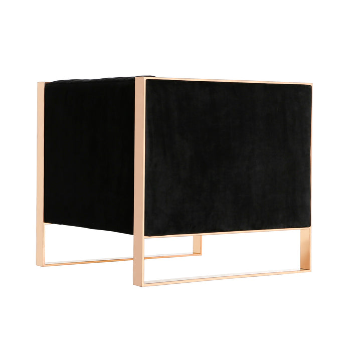 Fauteuil d’appoint Trillium de Manhattan Comfort en velours - noir sarcelle et doré
