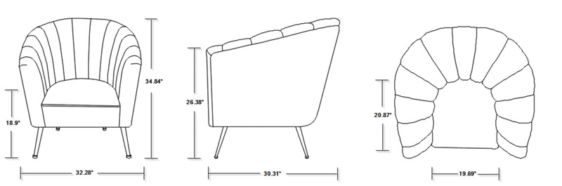 Fauteuil d’appoint Rosemont de Manhattan Comfort en velours - bleu et doré