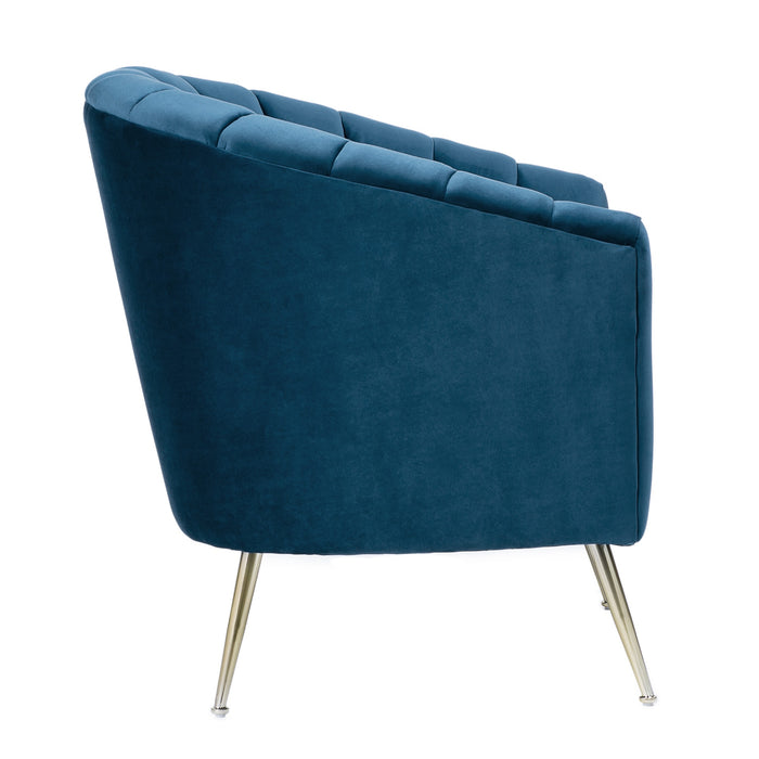 Fauteuil d’appoint Rosemont de Manhattan Comfort en velours - bleu et doré