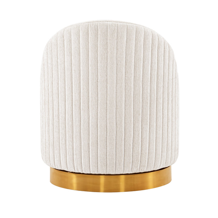 Fauteuil d’appoint pivotant moderne Leela de Manhattan Comfort en chenille - crème