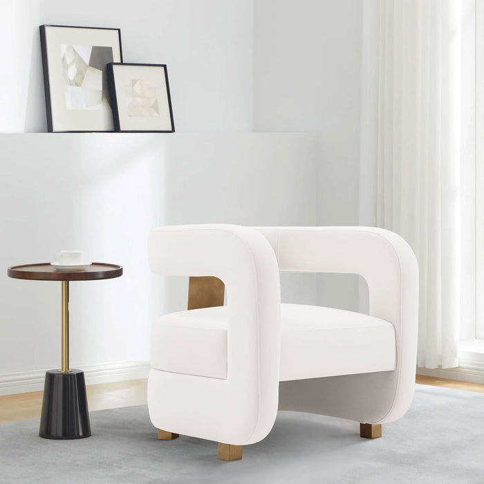 Fauteuil d’appoint moderne Amirah de Manhattan Comfort en velours - blanc