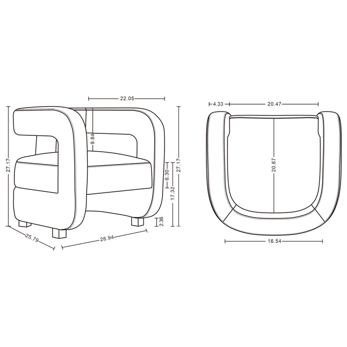 Fauteuil d’appoint moderne Amirah de Manhattan Comfort en velours - blanc