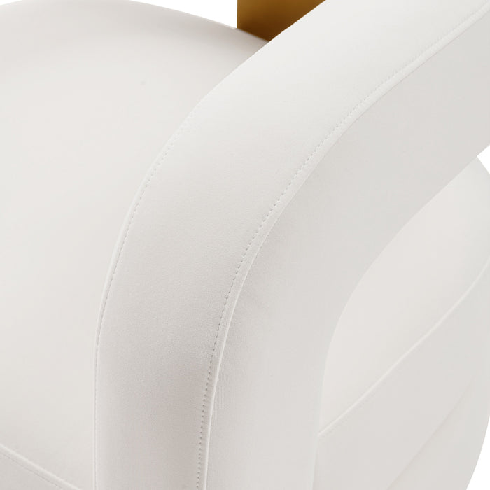 Fauteuil d’appoint moderne Amirah de Manhattan Comfort en velours - blanc