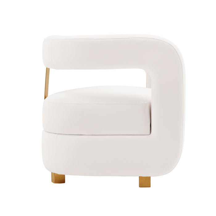 Fauteuil d’appoint moderne Amirah de Manhattan Comfort en velours - blanc