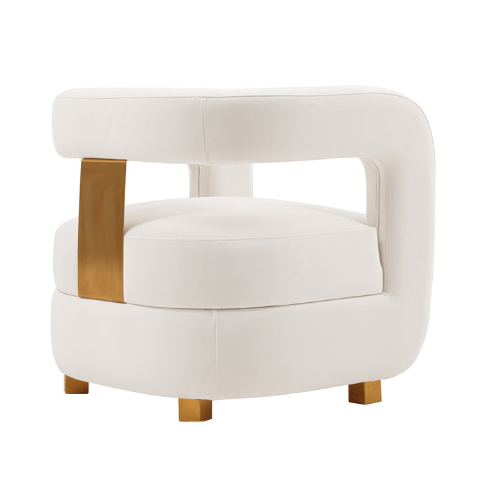 Fauteuil d’appoint moderne Amirah de Manhattan Comfort en velours - blanc