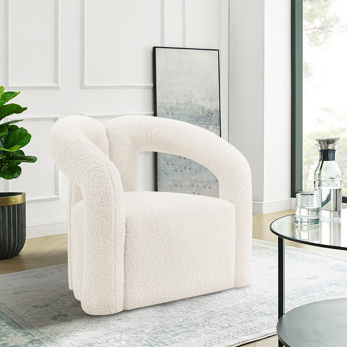 Chaise d’appoint moderne Darian de Manhattan Comfort en chenille - crème