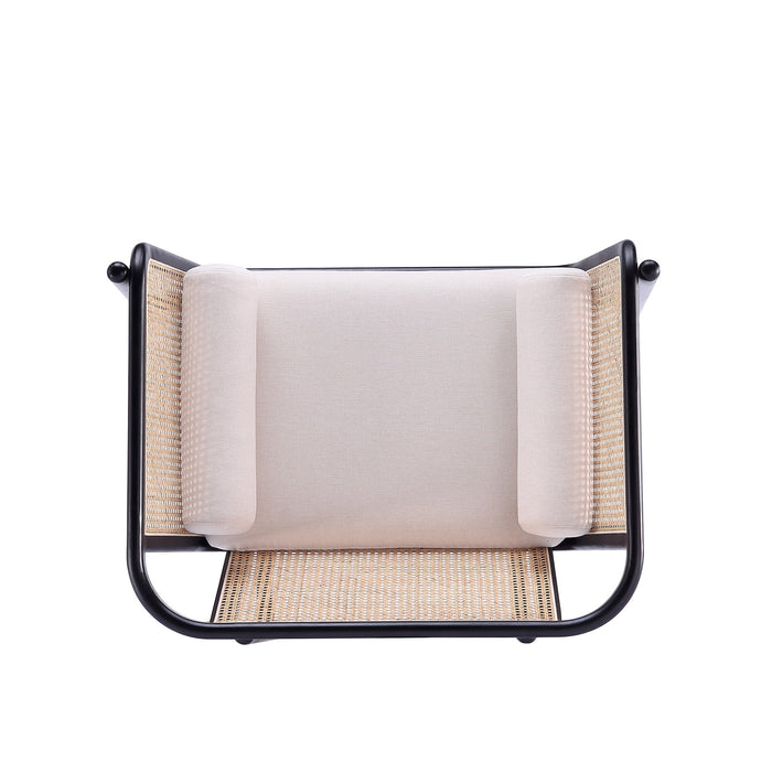 Fauteuil d’appoint Versailles de Manhattan Comfort - noir, canne naturel et crème