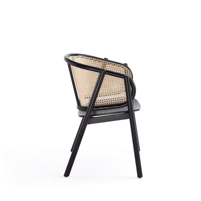 Fauteuil à accoudoirs Versailles de Manhattan Comfort - noir et canne naturelle