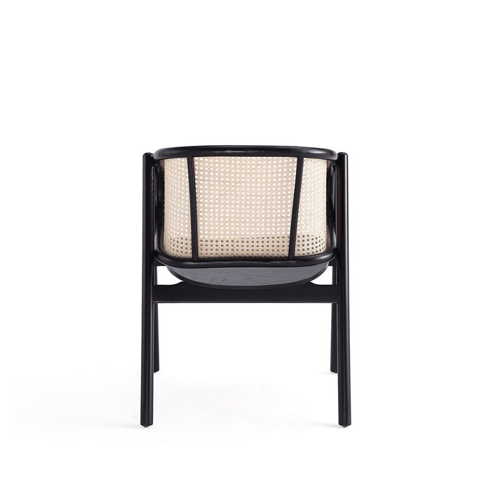 Fauteuil à accoudoirs Versailles de Manhattan Comfort - noir et canne naturelle