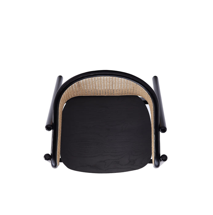 Fauteuil à accoudoirs Versailles de Manhattan Comfort - noir et canne naturelle