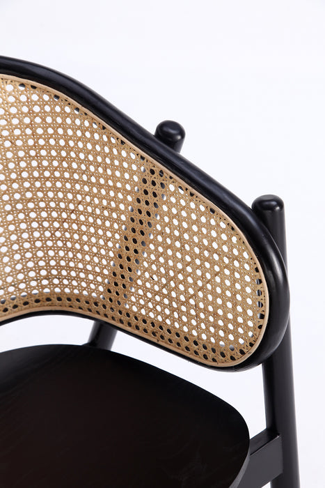 Fauteuil à accoudoirs Versailles de Manhattan Comfort - noir et canne naturelle