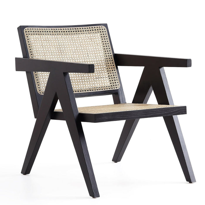 Chaise d’appoint Hamlet de Manhattan Comfort - noire et canne naturel