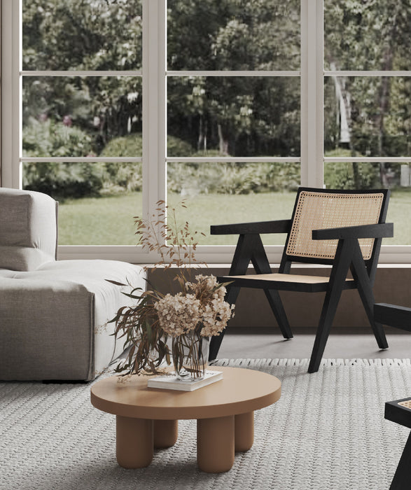 Chaise d’appoint Hamlet de Manhattan Comfort - noire et canne naturel