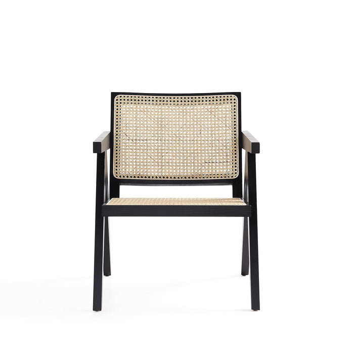 Chaise d’appoint Hamlet de Manhattan Comfort - noire et canne naturel