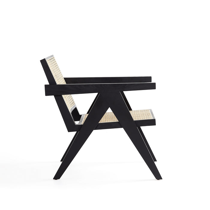 Chaise d’appoint Hamlet de Manhattan Comfort - noire et canne naturel