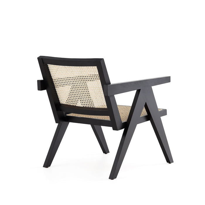Chaise d’appoint Hamlet de Manhattan Comfort - noire et canne naturel