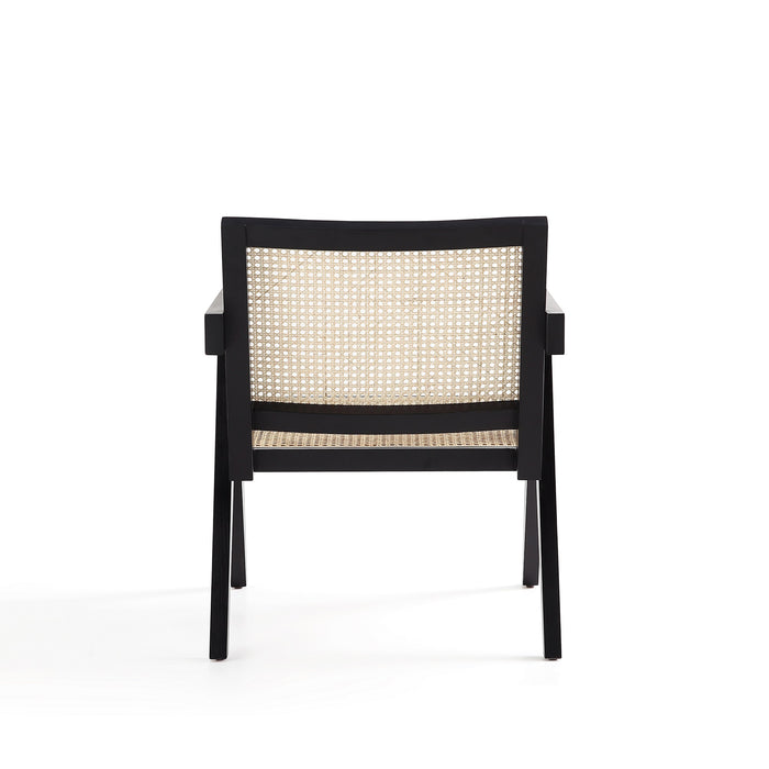 Chaise d’appoint Hamlet de Manhattan Comfort - noire et canne naturel