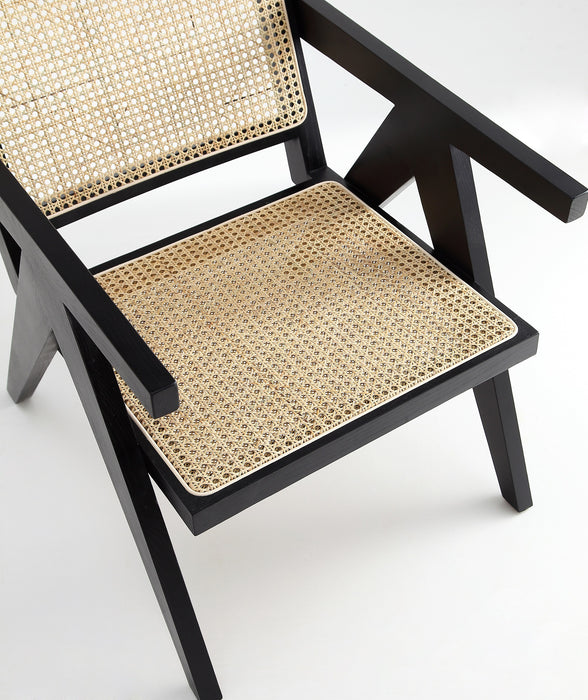 Chaise d’appoint Hamlet de Manhattan Comfort - noire et canne naturel