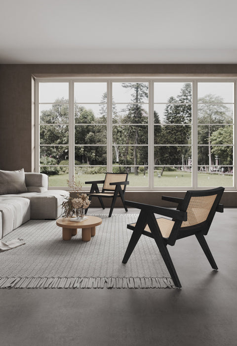 Chaise d’appoint Hamlet de Manhattan Comfort - noire et canne naturel