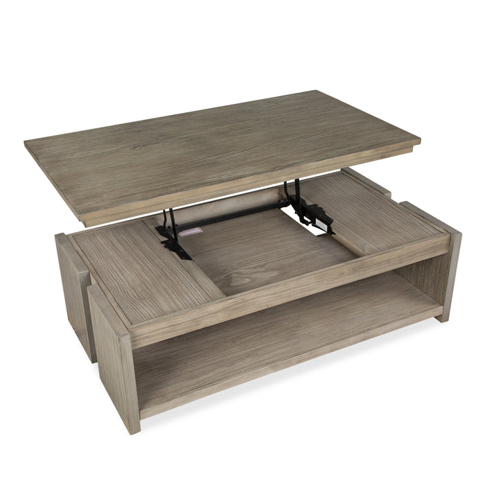 Table à café Addams de 50 po avec dessus relevable et rangement - gris Stone Harbor