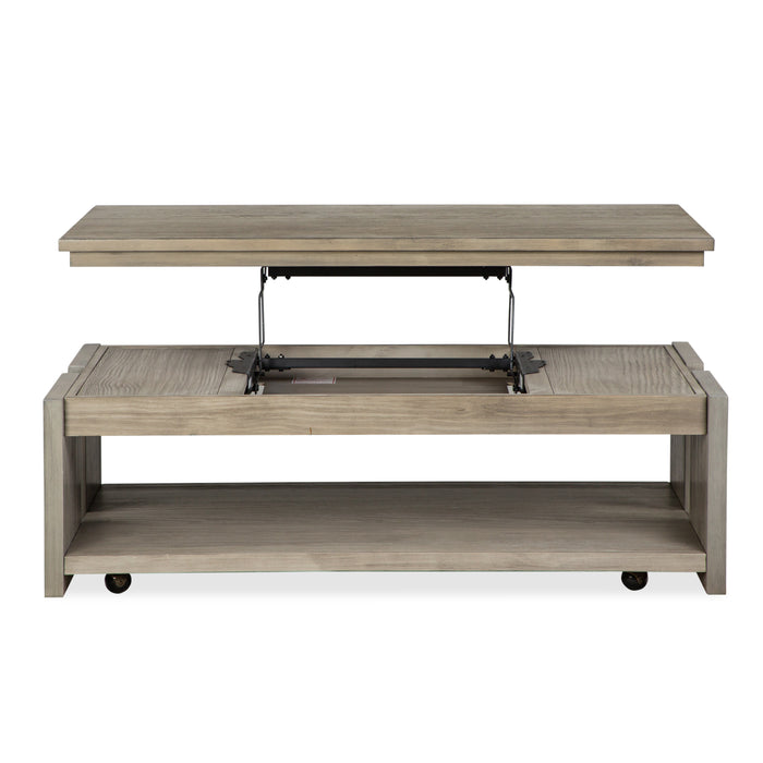 Table à café Addams de 50 po avec dessus relevable et rangement - gris Stone Harbor