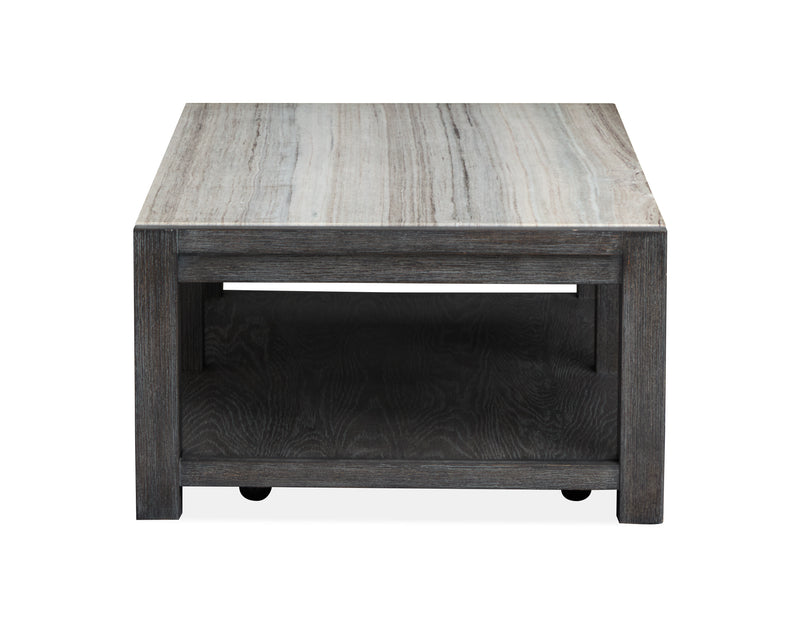 Table à café Alders de 52 po avec dessus en marbre et rangement - noir Ravenwood