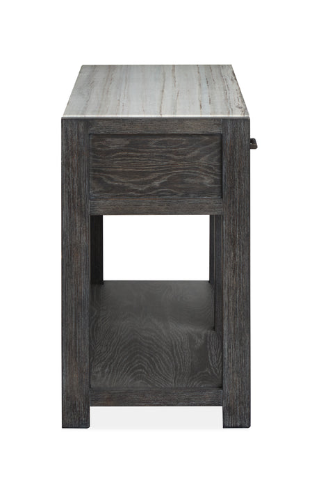 Table de salon Alders de 56 po avec dessus en marbre et rangement - noir Ravenwood