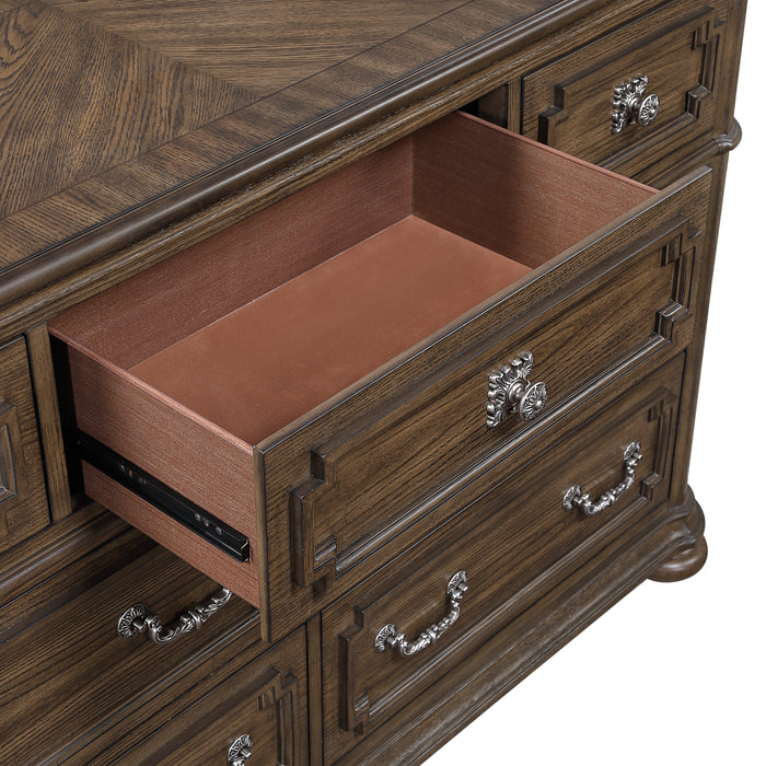 Commode de chambre à coucher Ambrose de 64 po (L) x 40,5 po (H) à 7 tiroirs - brune