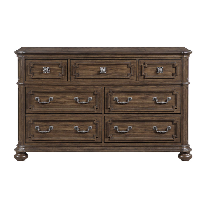 Commode de chambre à coucher Ambrose de 64 po (L) x 40,5 po (H) à 7 tiroirs - brune