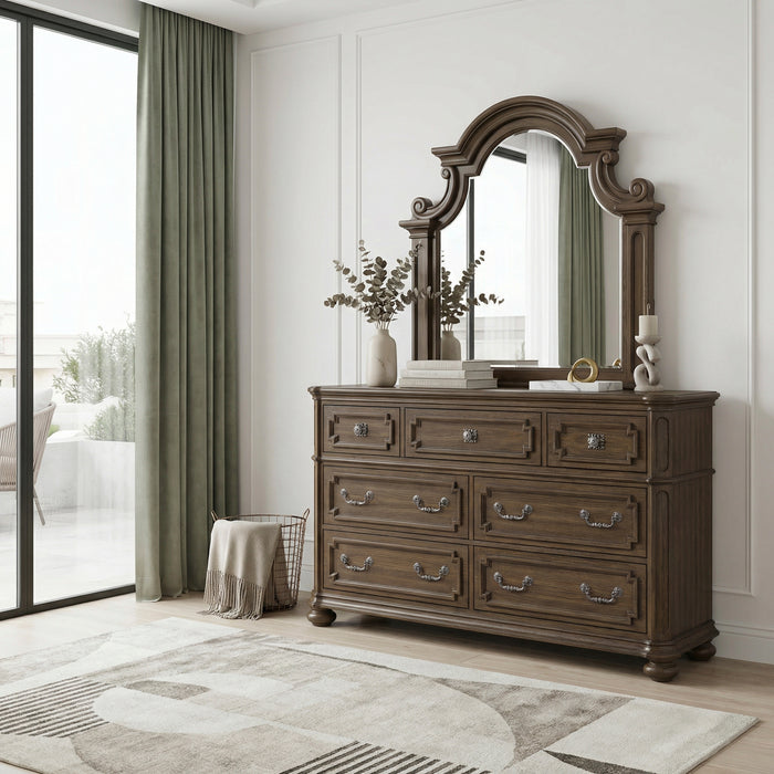 Commode de chambre à coucher Ambrose de 64 po (L) x 40,5 po (H) à 7 tiroirs - brune