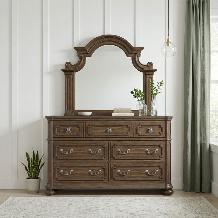 Commode de chambre à coucher Ambrose de 64 po (L) x 40,5 po (H) à 7 tiroirs - brune