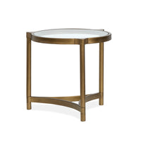 Table de bout Arlington de 23,88 po avec dessus en verre - laiton vieilli