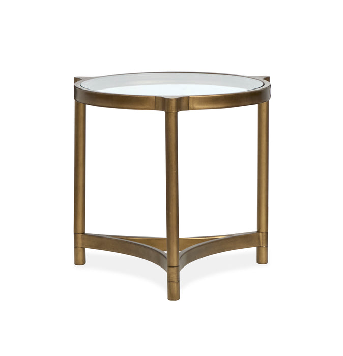 Table de bout Arlington de 23,88 po avec dessus en verre - laiton vieilli