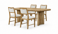Ensemble de salle à manger Austin 5 pièces avec table de 84 po (L) et 4 chaises - taupe et brun chêne naturel