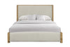 Austin Panel Bed with Fabric Headboard & Footboard, Natural Oak Brown - King Size | Lit à panneaux Austin avec tête et pied de lit en tissu, brun chêne naturel - format très grand lit
