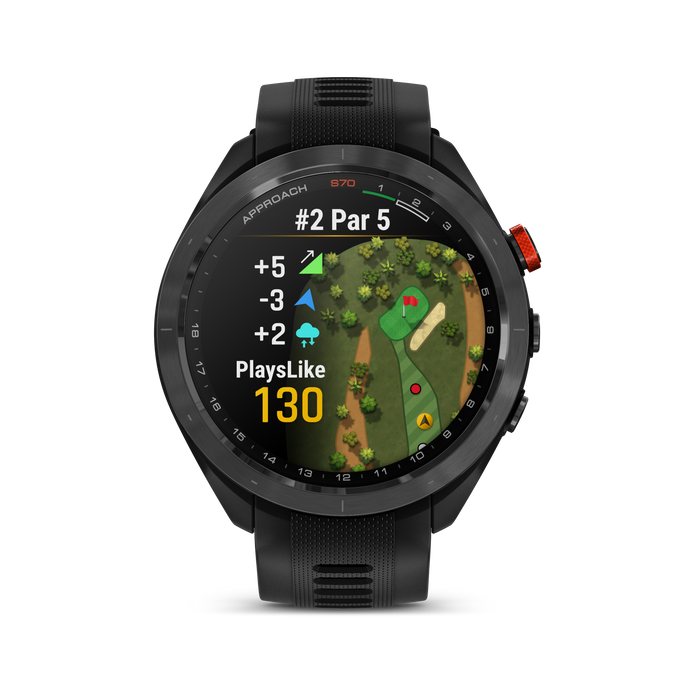 Garmin Approach® S70 Montre Gps De Golf - Suivi Sportif Et De Sante Avec Bracelet En Silicone Noir