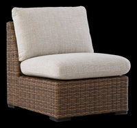 Ensemble Banff 4 pièces pour la terrasse à l’extérieur avec 2 causeuses, un fauteuil en coin et un fauteuil sans accoudoirs - brun et beige
