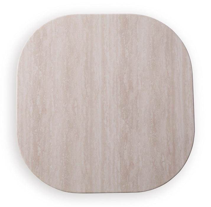 Table de bout Banff pour la terrasse à l’extérieur - osier en résine et aluminium, résistante aux intempéries - brune et beige