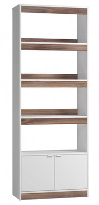 Bibliothèque Ratzer de Manhattan Comfort de style moderne du milieu du 20e siècle avec 5 tablettes - blanche et brune