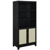 Bibliothèque moderne Sheridan de Manhattan Comfort avec cannage et tablettes réglables - noire