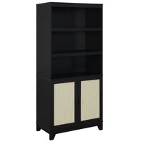 Bibliothèque moderne Sheridan de Manhattan Comfort avec cannage et tablettes réglables - noire
