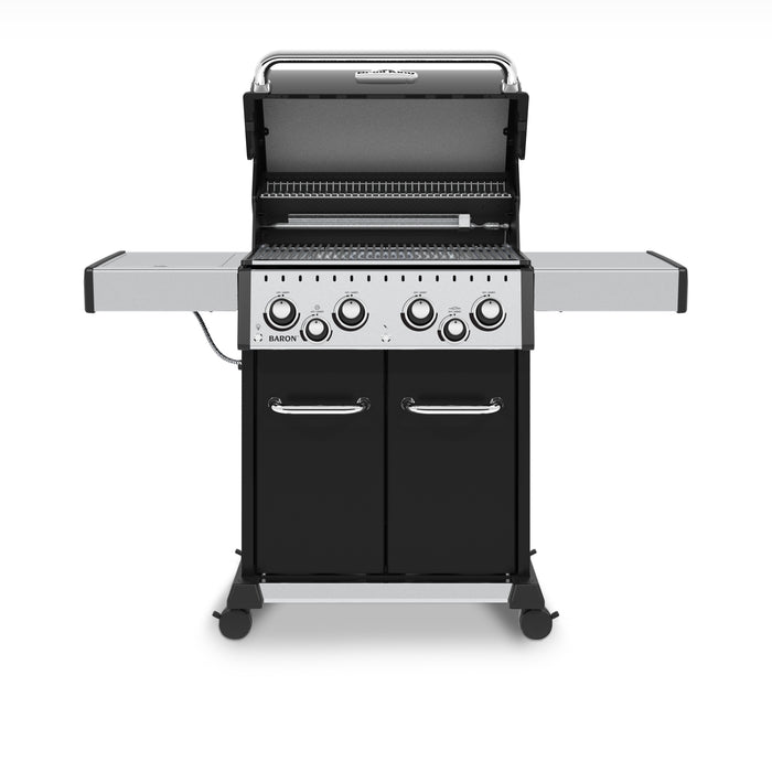 Gril à gaz naturel BaronMC 490 PRO noir de Broil King avec brûleur latéral et brûleur arrière de rôtisserie - 875247