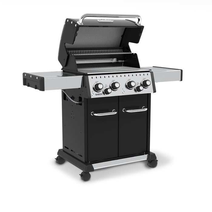 Gril à gaz naturel BaronMC 490 PRO noir de Broil King avec brûleur latéral et brûleur arrière de rôtisserie - 875247