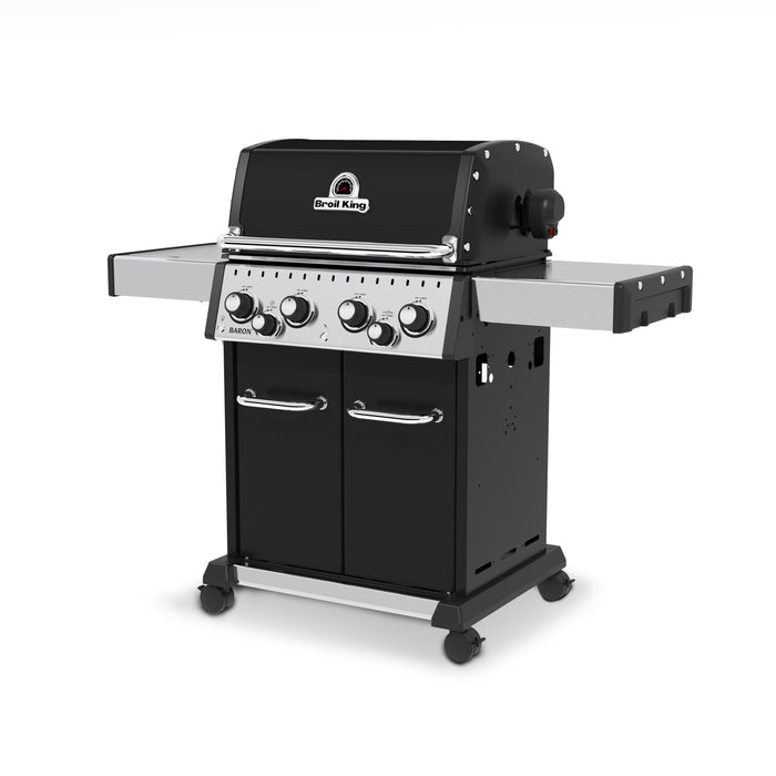 Gril à gaz naturel BaronMC 490 PRO noir de Broil King avec brûleur latéral et brûleur arrière de rôtisserie - 875247