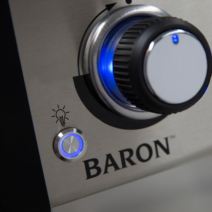 Gril à gaz naturel BaronMC 490 PRO noir de Broil King avec brûleur latéral et brûleur arrière de rôtisserie - 875247