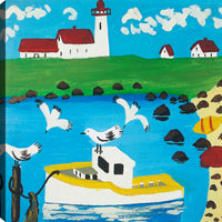  Œuvre d’art murale « Birds & Boats » sur toile - 21 po x 21 po