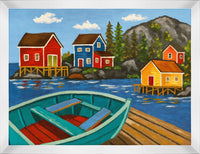 Œuvre d’art encadrée au fini lin « Shore » - 27 po x 35 po