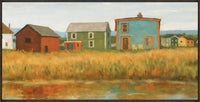 Œuvre d’art tactile en acrylique encadrée « Lake Houses » - 25 po x 49 po